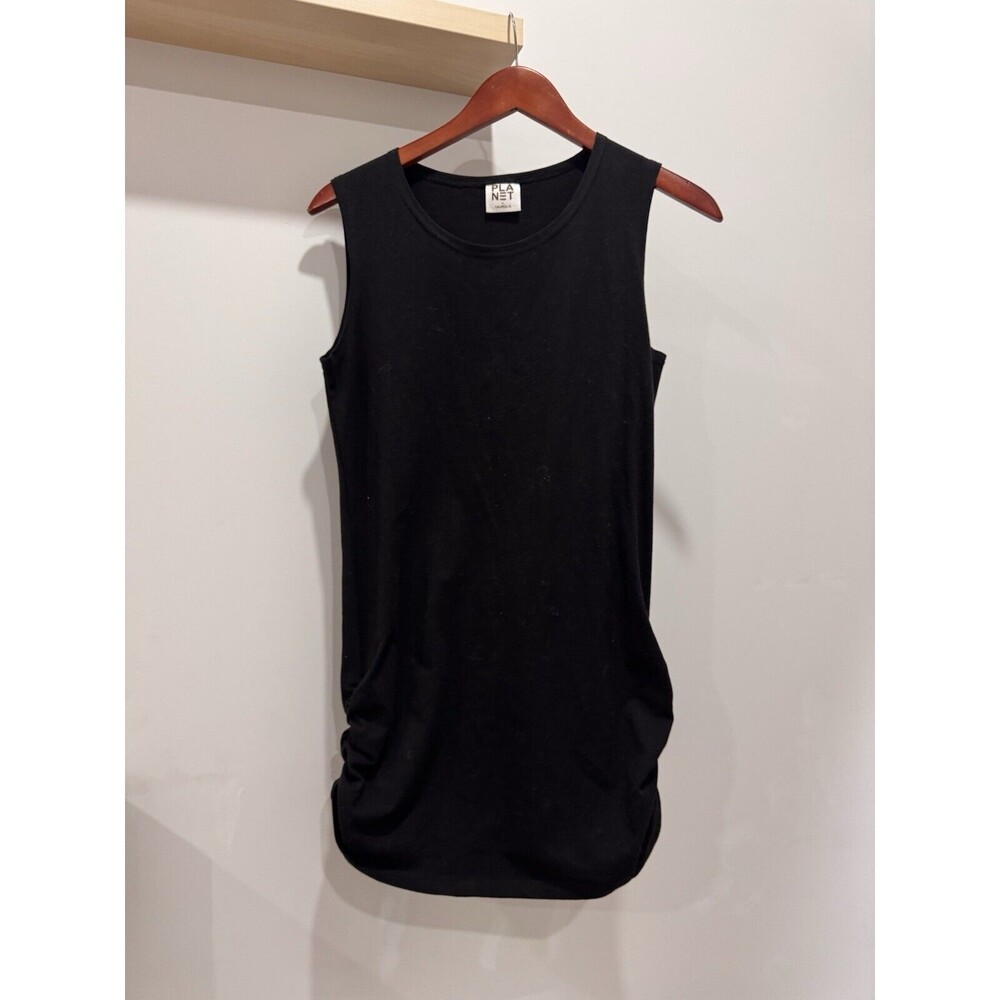 Planet Lauren G Black 2 Piece Dress Ruched Sleeveless Cotton Coverup One Size